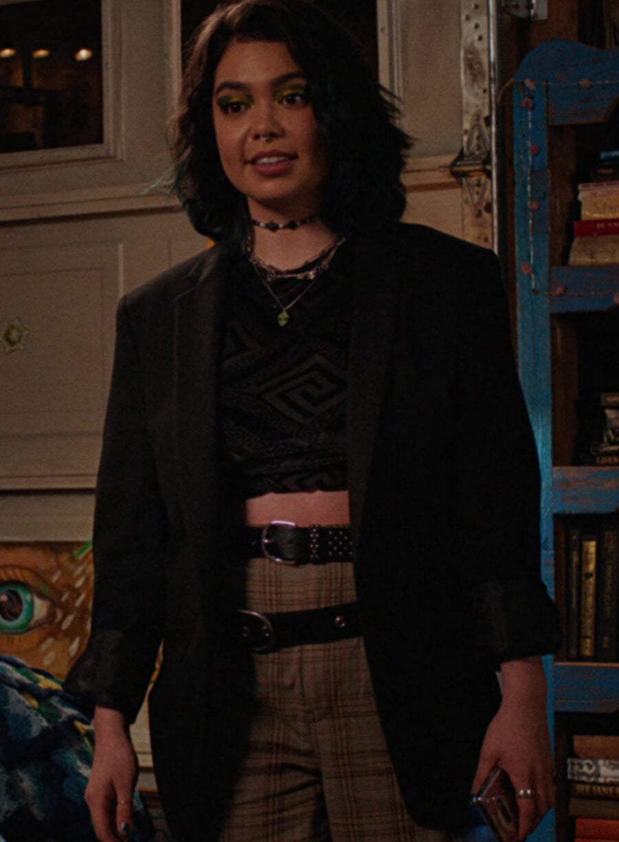 Harpoon Janis Ian Inspired Black Suiting Fabric Leather Jacket - Mean Girls 2024 Style