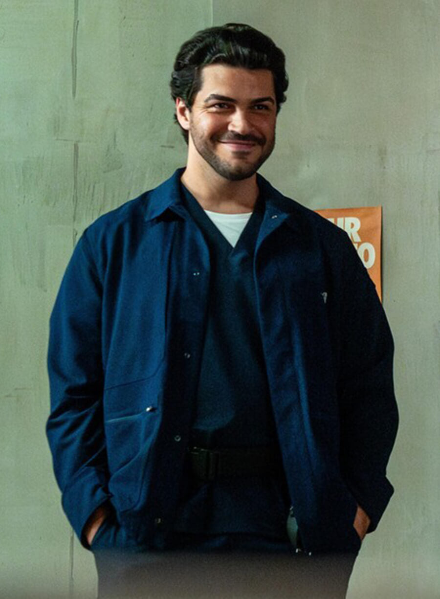 Harpoon Tony Inspired Blue Leather Jacket - The Institute 2025 Style