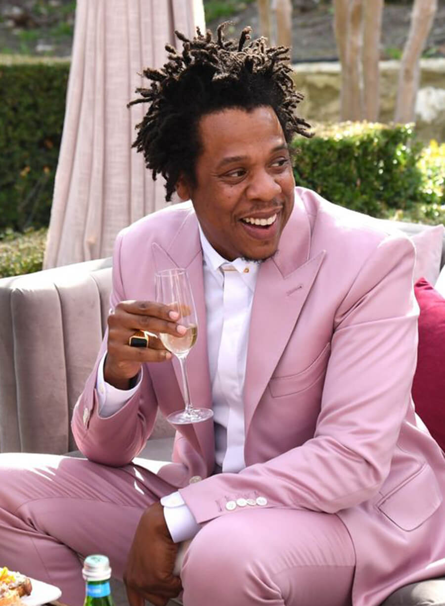 Harpoon Jay-Z Pink Suit Inspired Pink Suiting Fabric Leather Jacket