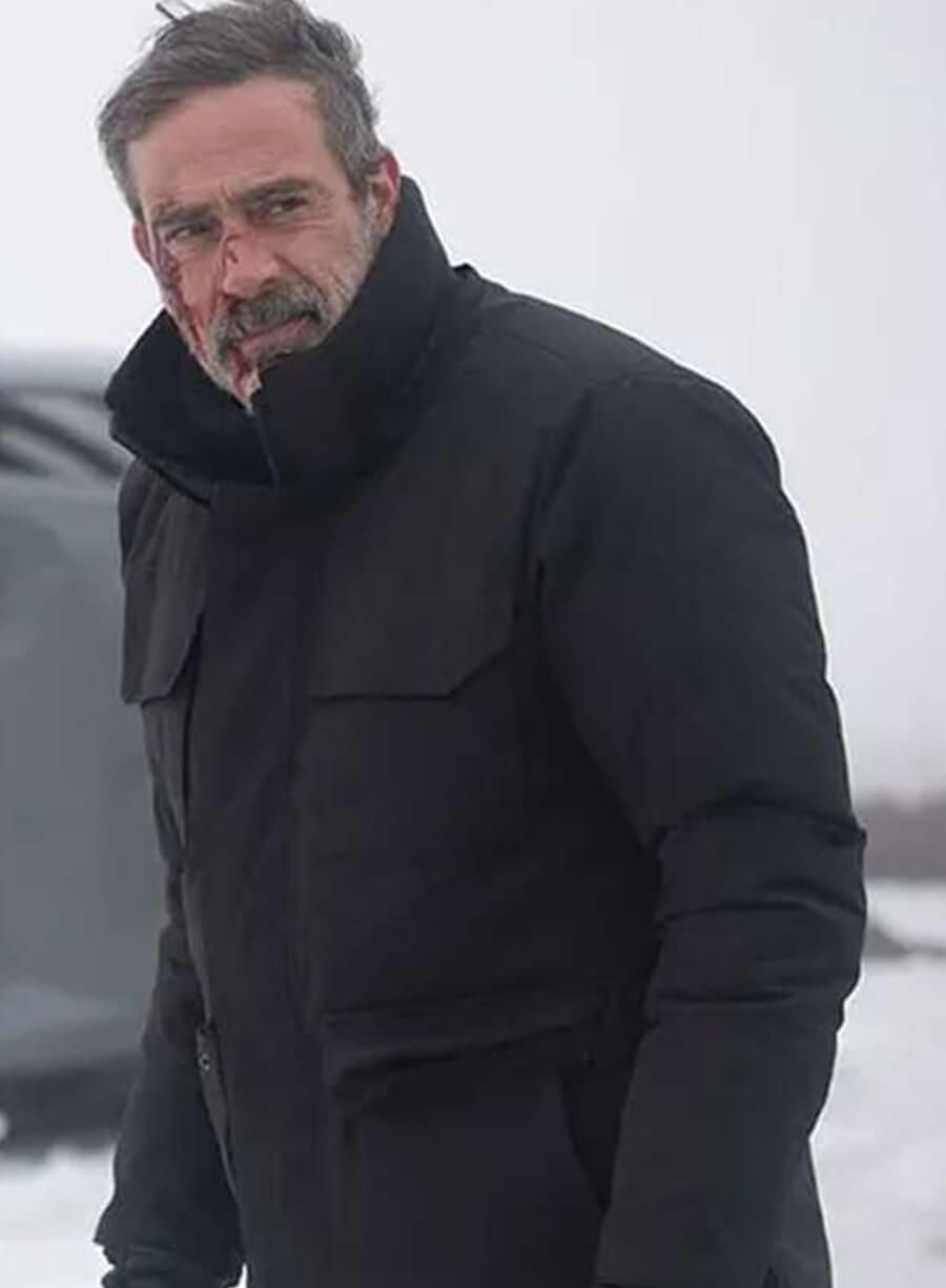 Harpoon Jeffrey Dean Morgan Inspired Black Fabric Leather Jacket - The Postcard Killings Style
