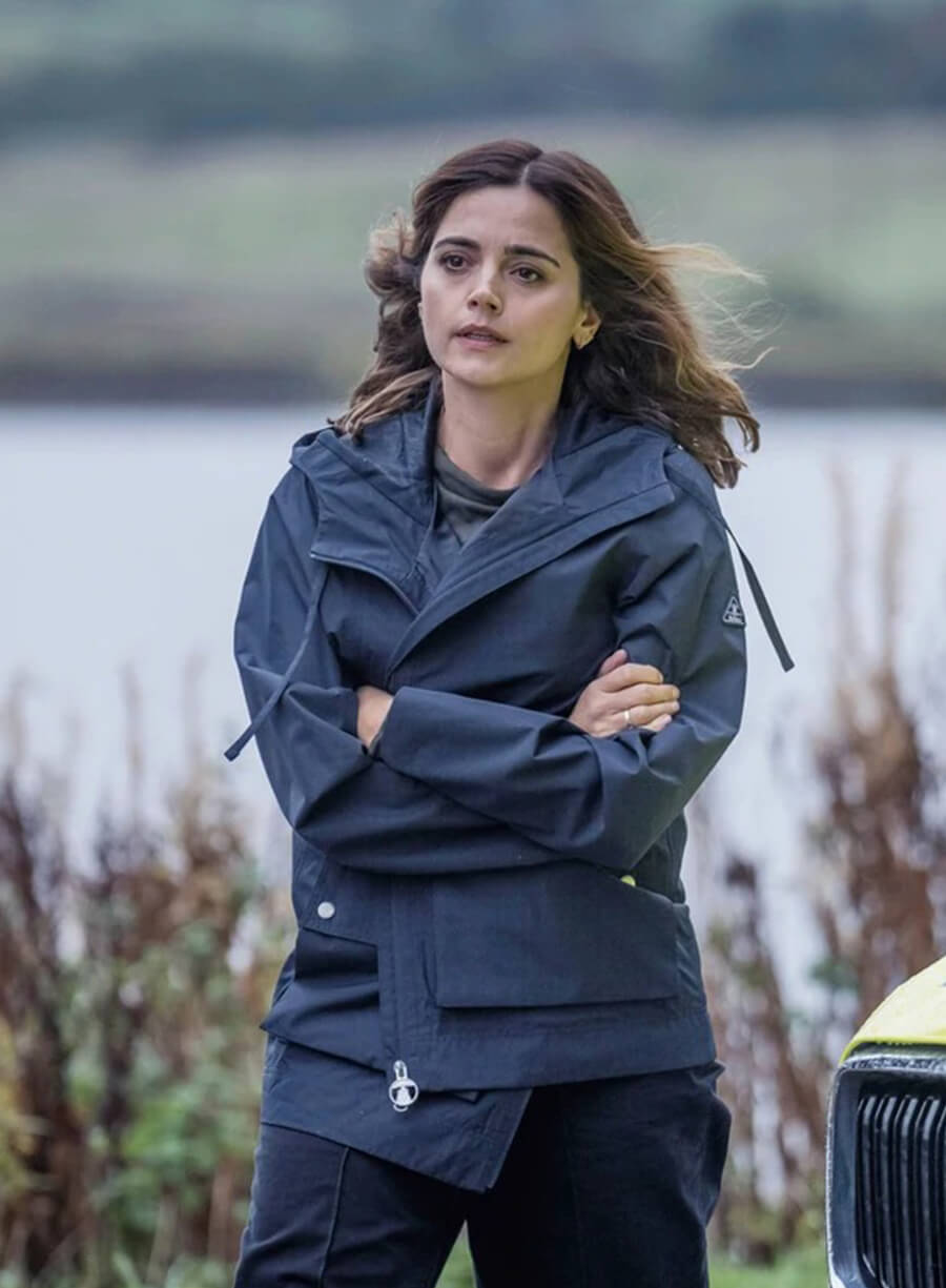 Harpoon Ember Inspired Blue Fabric Hooded Jacket - The Jetty Tv Series Style