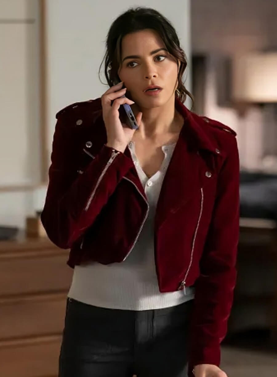 Harpoon Bailey Nune Inspired Maroon Leather Jacket - The Rookie S06 Style