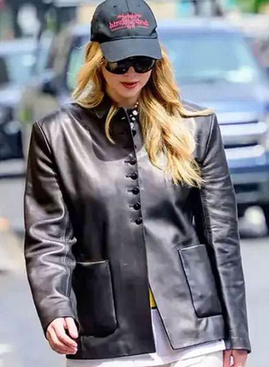 Harpoon Jennifer Lawrence Blazer Inspired Black Leather Jacket