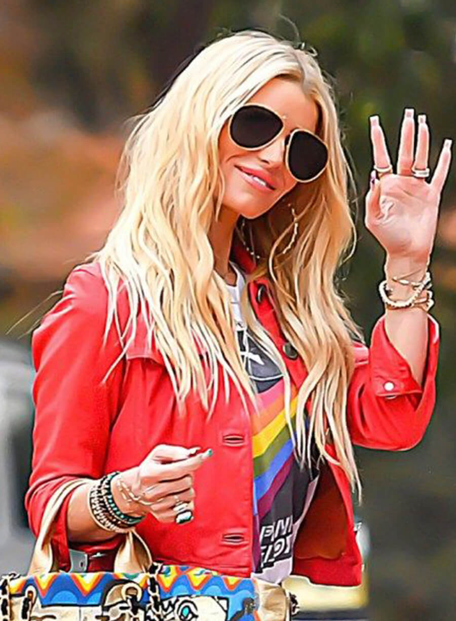 Harpoon Jessica Simpson Inspired Red Real Leather Leather Jacket