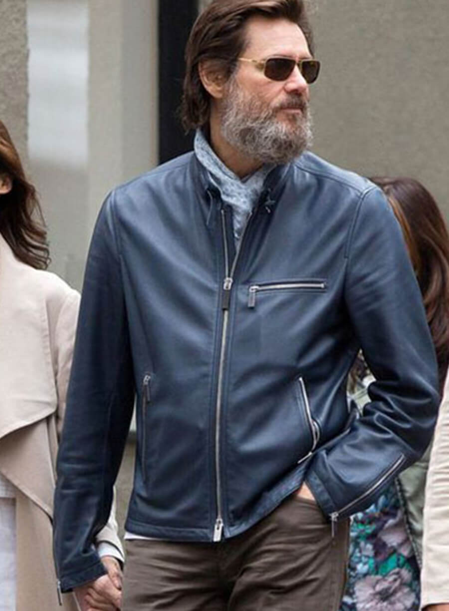 Harpoon Jim Carrey Inspired Blue Real Leather Leather Jacket