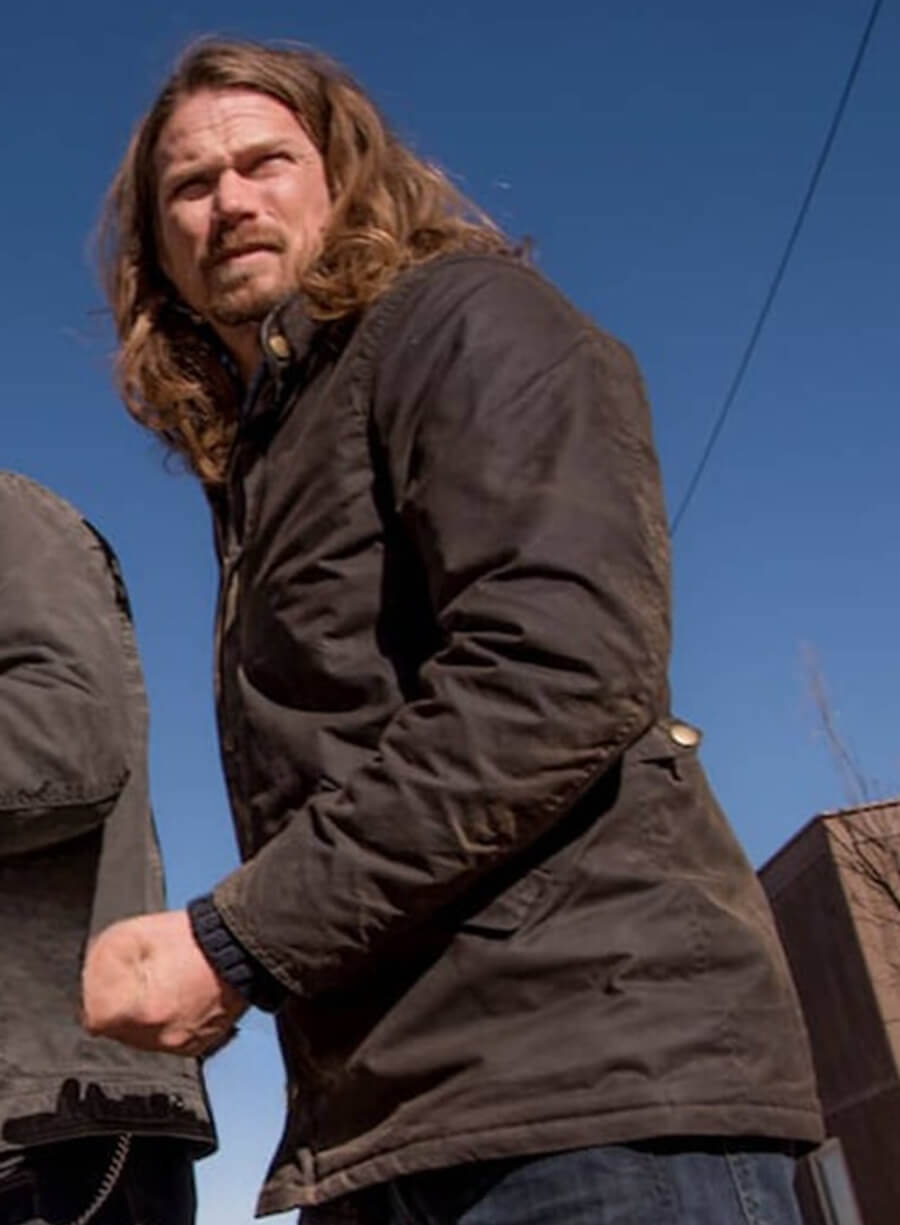 Harpoon Joe Strong Inspired Black Parachute Leather Jacket - Midnight Texas Style