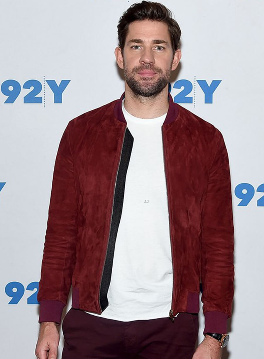 Harpoon John Krasinski Maroon Inspired Maroon Suede Leather Leather Jacket