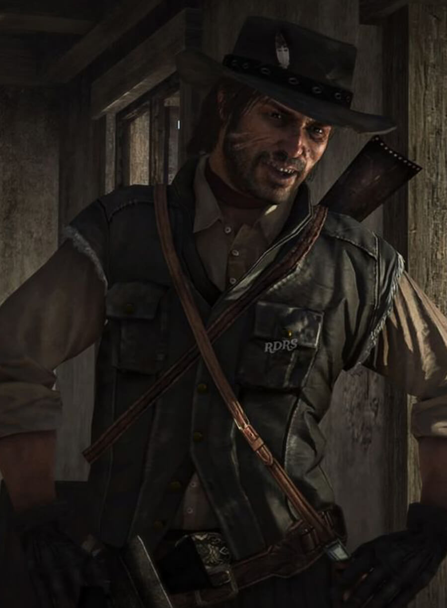 Harpoon John Marston Inspired Black Leather Jacket - Red Dead Redemption 1 Style