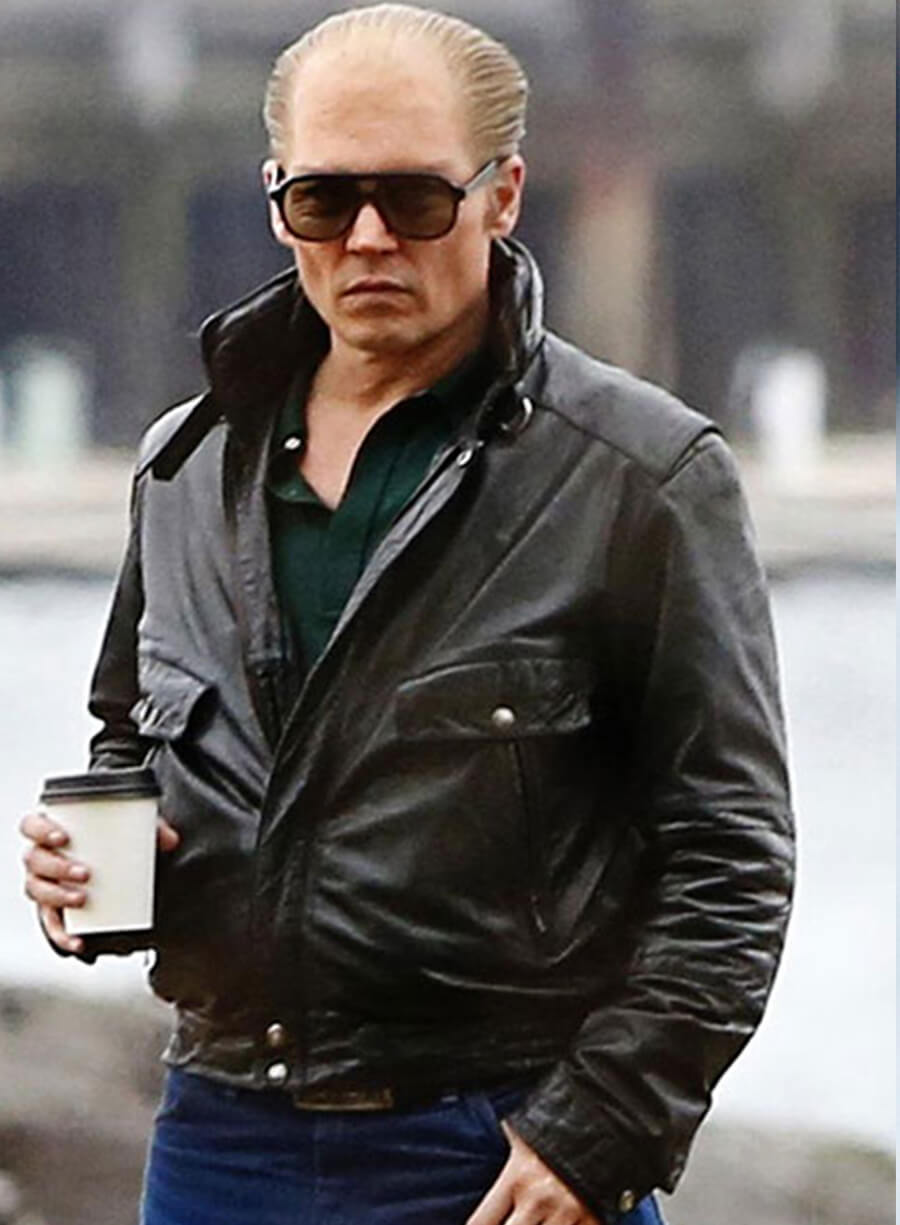 Harpoon Whitey Bulger Inspired Black Leather Jacket - Black Mass Style