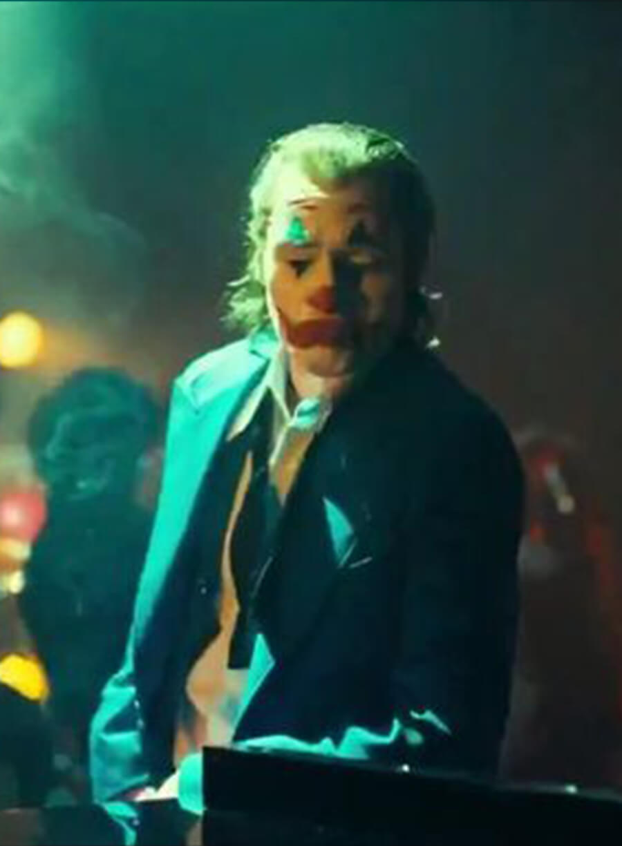 Harpoon Arthur Fleck Inspired Blue Suiting Fabric Leather Jacket - Joker: Folie � Deux Style