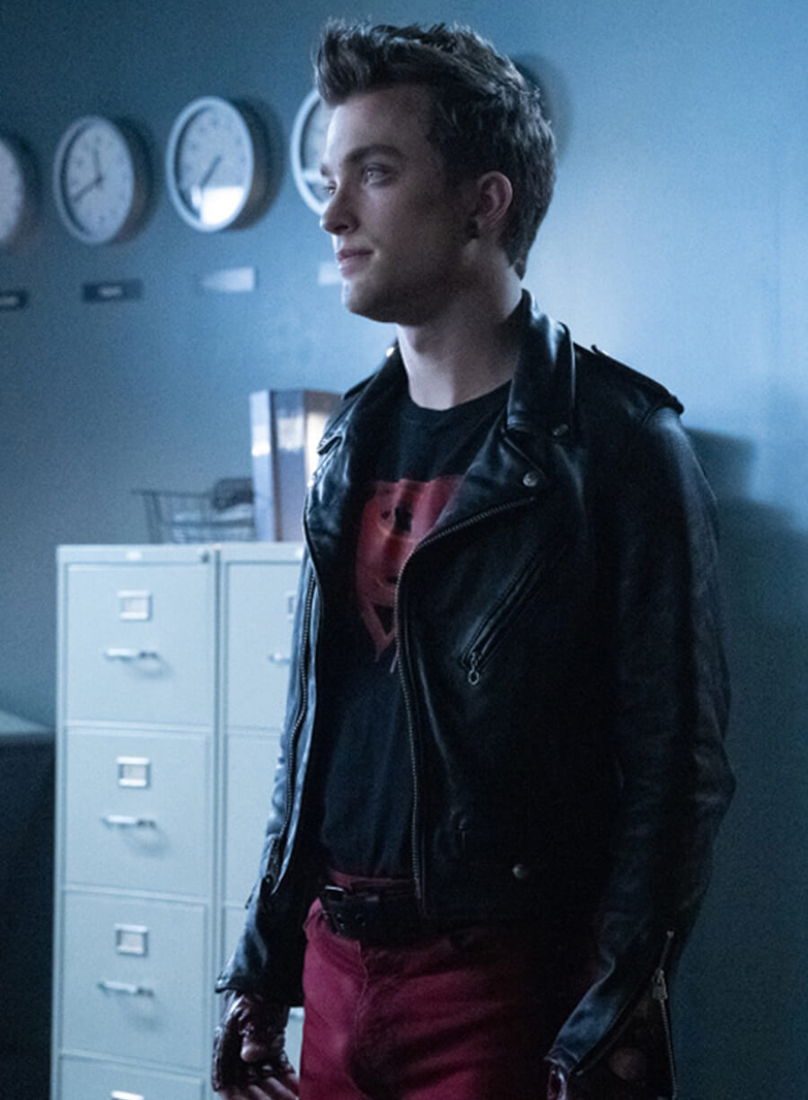 Harpoon Jon Kent Inspired Black Leather Jacket - Superman & Lois Style