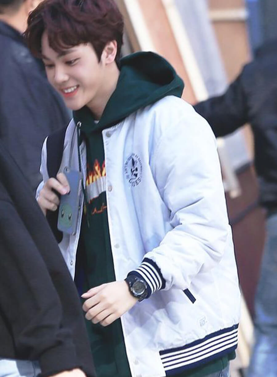 Harpoon Ju Hak Nyeon The Boyz Inspired White Varsity Jacket
