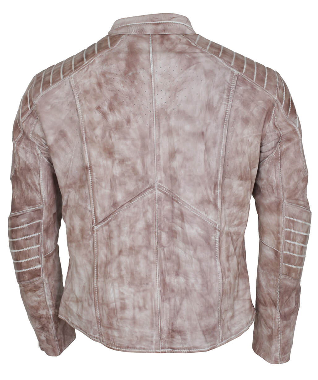 Harpoon Superman Inspired White Waxed Real Leather Leather Jacket - Jusitice League 2017 Style