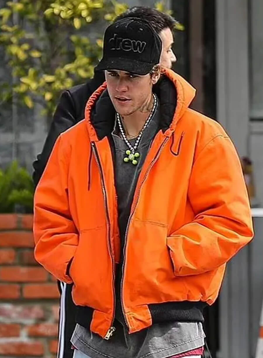Harpoon Justin Bieber Orange Inspired Orange Hooded Jacket