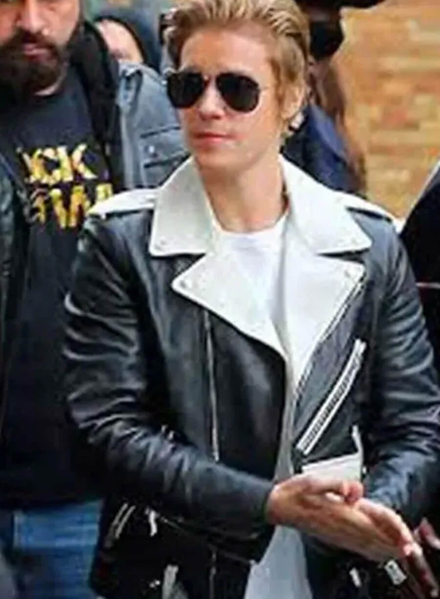 Harpoon Justin Bieber & Inspired White & Black Biker Jacket