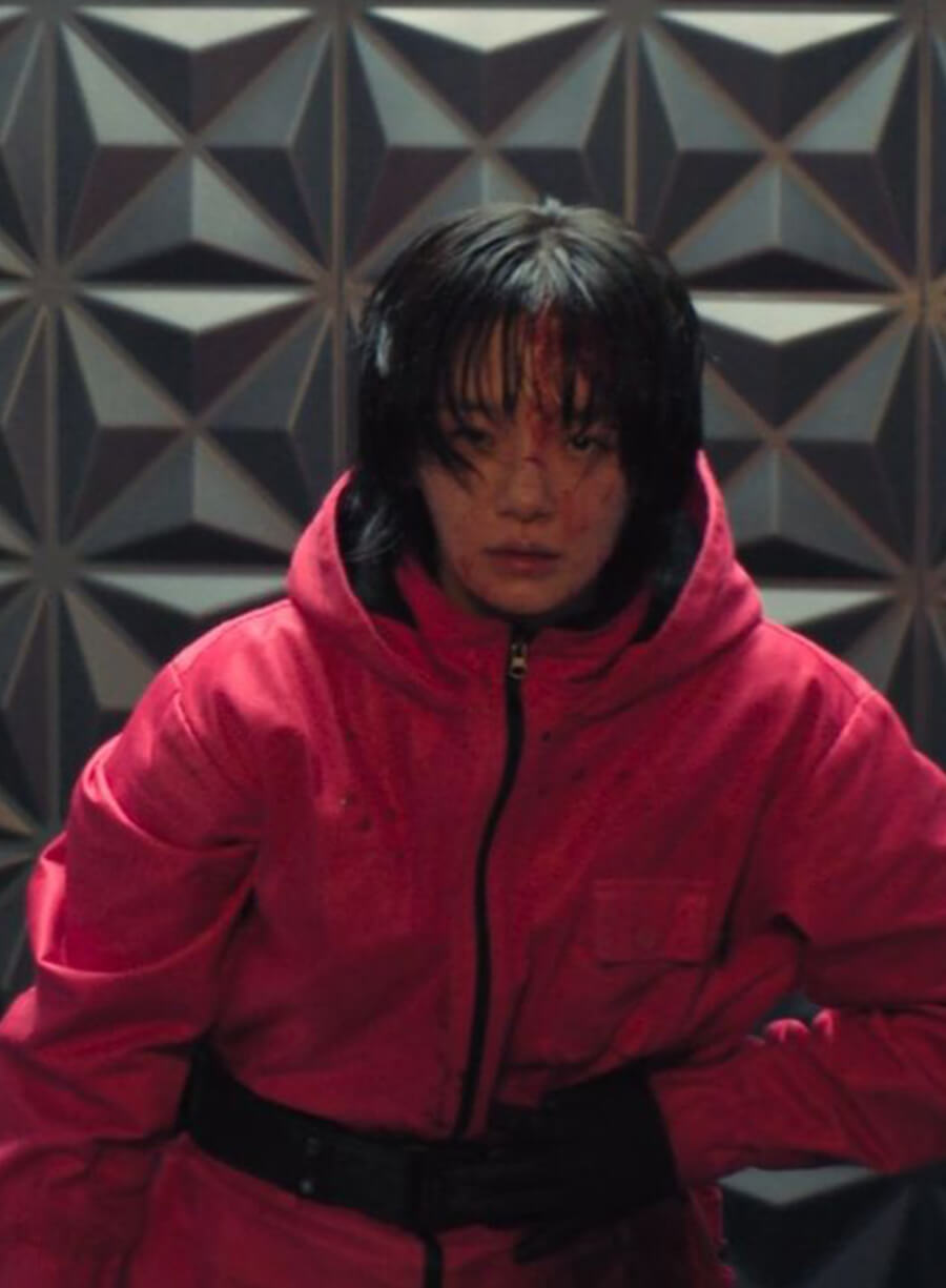 Harpoon Kang No-eul Inspired Dark Pink Cotton Fabric Hooded Jacket - Squid Game S03 Style