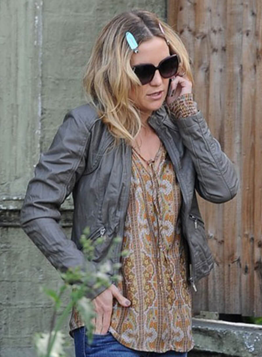 Harpoon Kate Hudson Inspired Grey Leather Jacket
