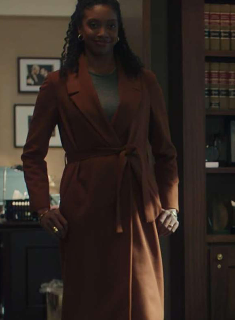 Harpoon Dola Rashad Inspired Brown Wool Fabric Coat - Billions Tv Series Style