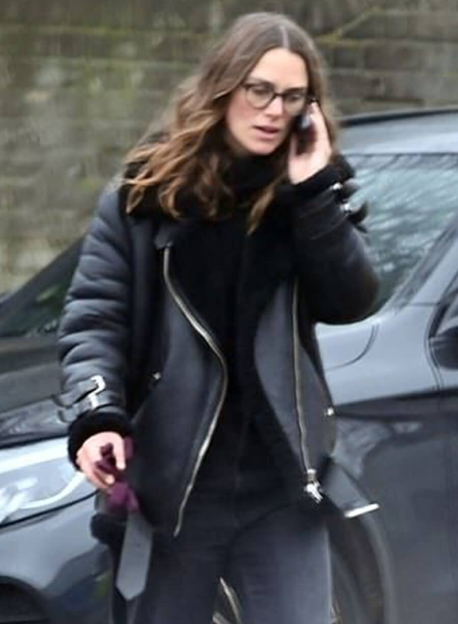 Harpoon Keira Knightley Suede Inspired Black Leather Jacket