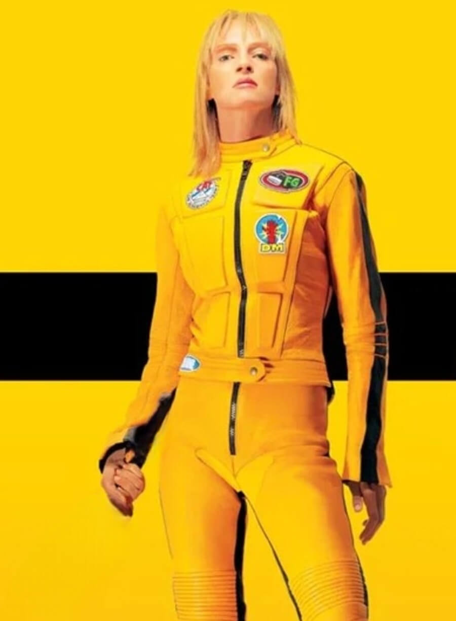 Harpoon Elle Driver Inspired Yellow Real and Faux Leather Biker Jacket - Kill Bill Vol. 1 Style
