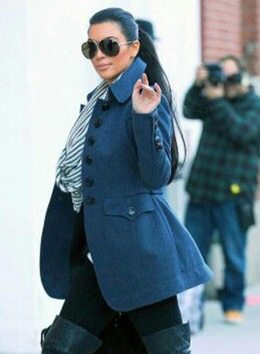 Harpoon Kim Kardashian Inspired Dark Blue Coat
