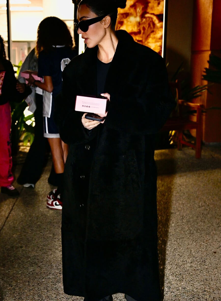 Harpoon Kim Kardashian Sweet Celebration Fur Long Inspired Black Coat