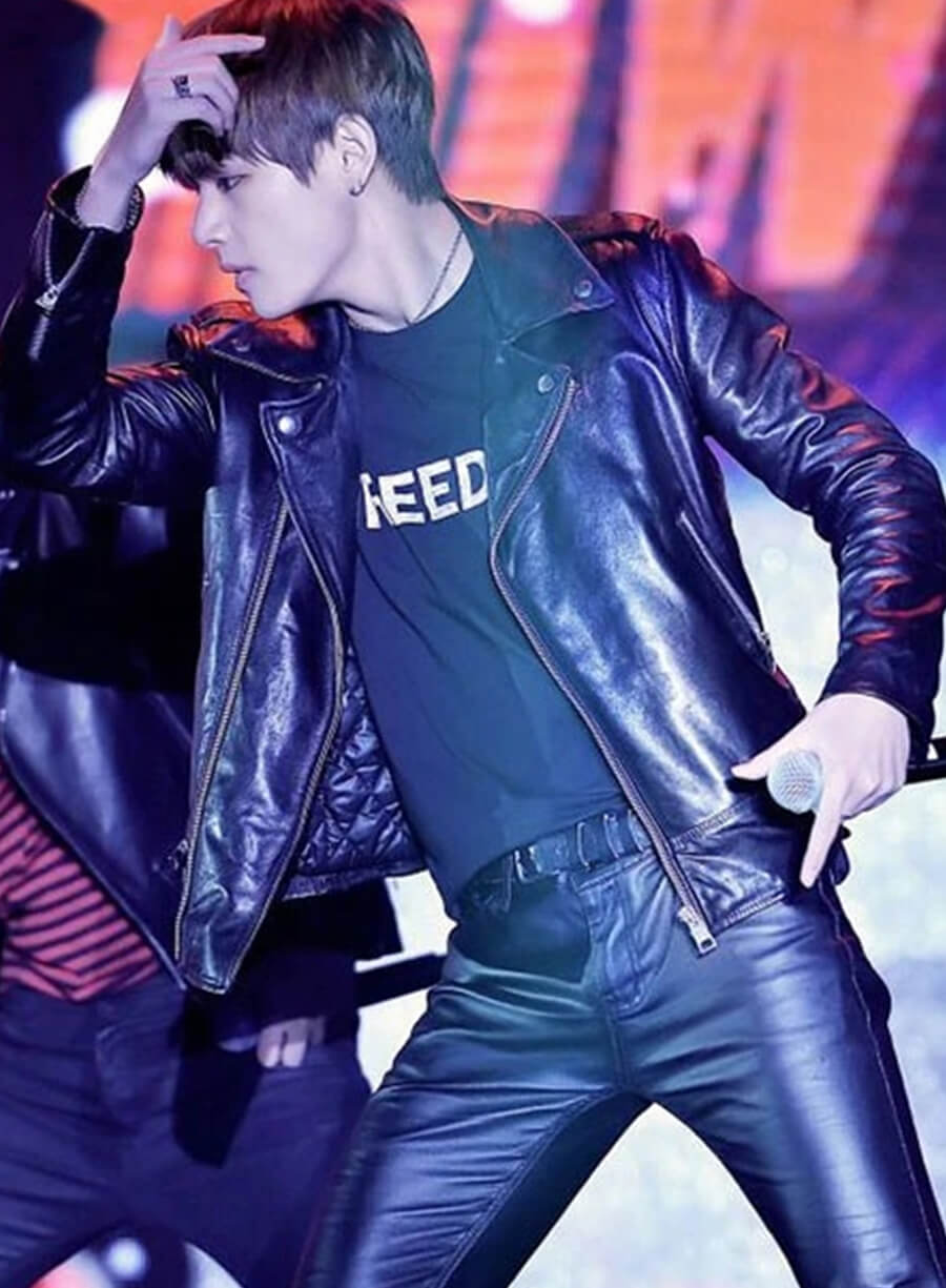 Harpoon Kim Taehyung Inspired Black Biker Jacket