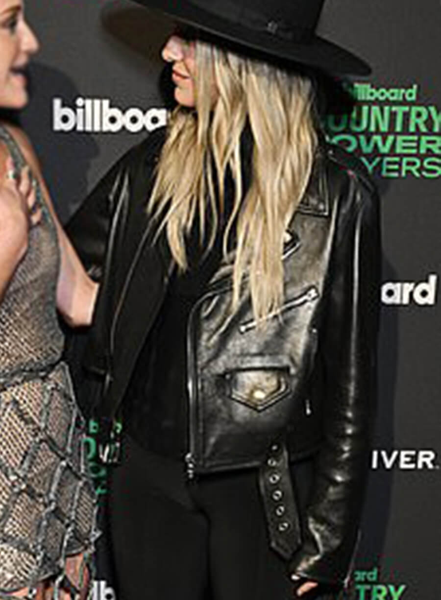 Harpoon Lainey Wilson Inspired Black Leather Jacket - Country Power Players 2024 Style