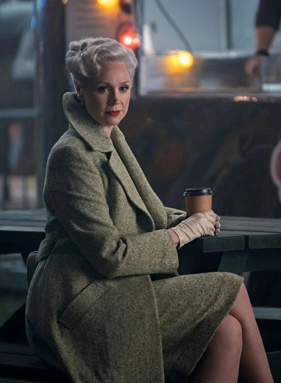 Harpoon Larissa Weems Inspired Green Wool Fabric Coat - Wednesday Style