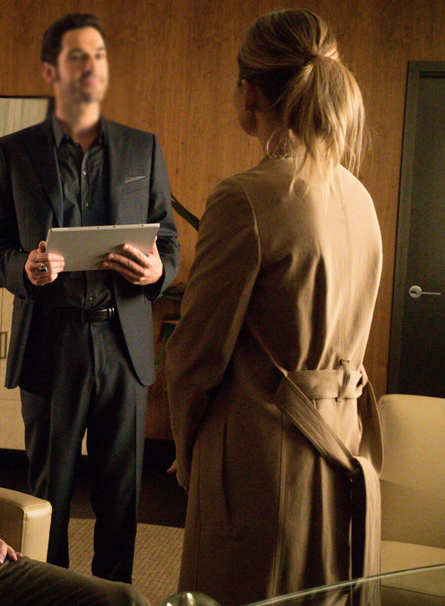 Harpoon Chloe Decker Inspired Beige Coat - Lucifer S01 Style