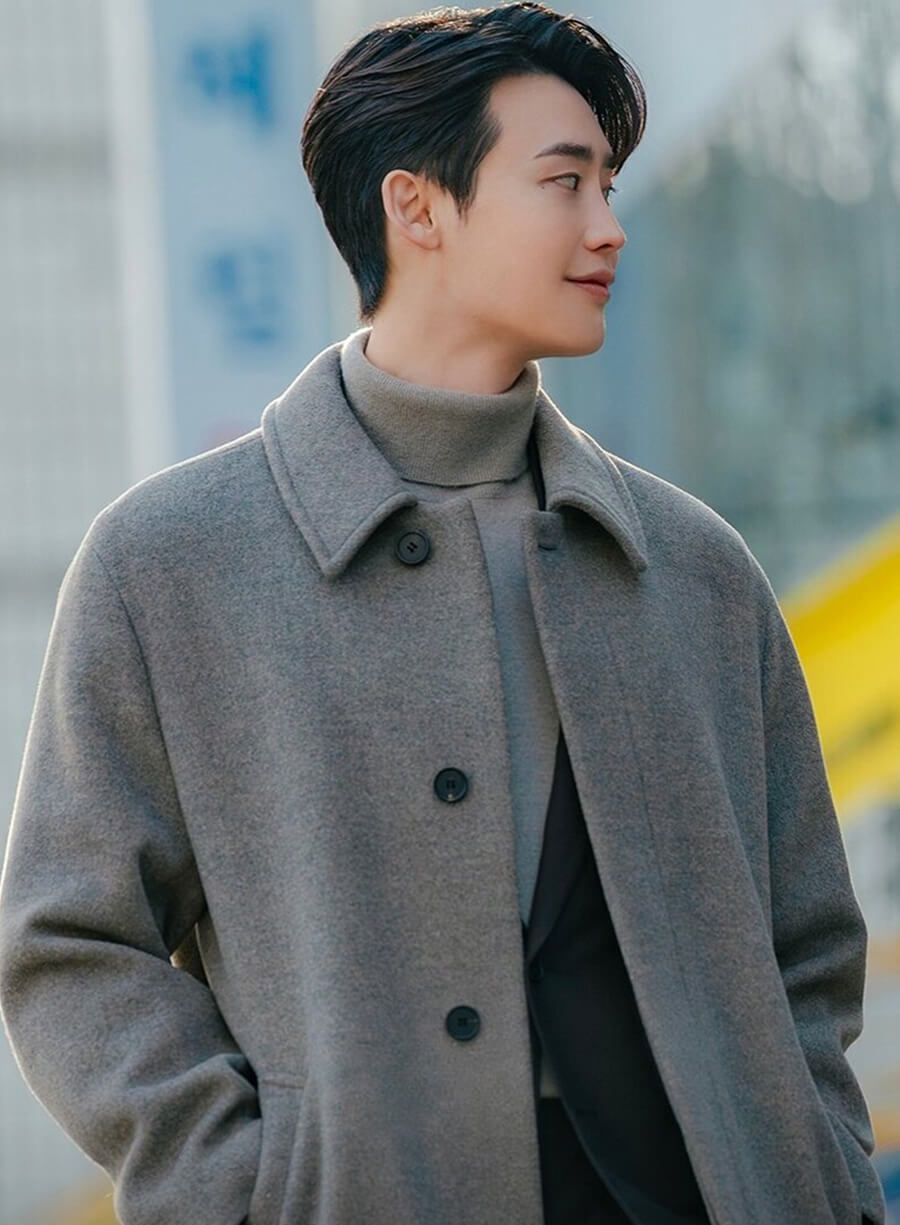 Harpoon Ahn Joo-hyung Inspired Grey Suede Leather Coat - Law and the City Style