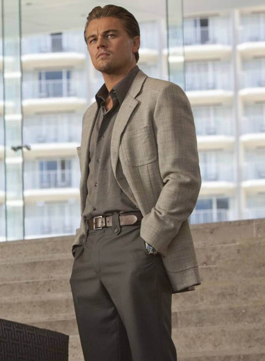 Harpoon Leonardo DiCaprio Inspired Grey Plain Fabric Leather Jacket - Inception Style