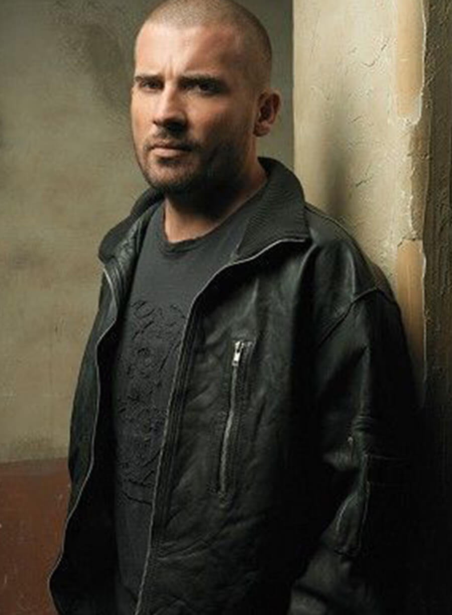Harpoon Lincoln Burrows Inspired Black Real Leather Leather Jacket - Prison Break Style