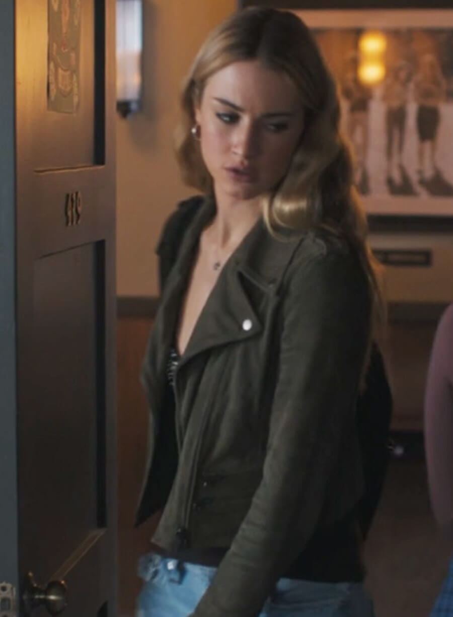 Harpoon Lucy Albright Inspired Green Leather Jacket - Tell Me Lies Style