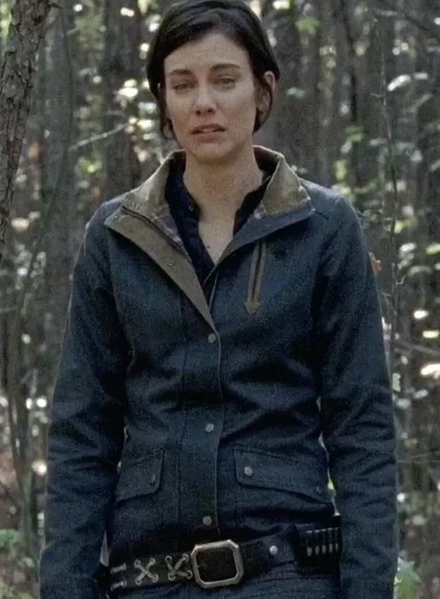 Harpoon Maggie Greene Inspired Blue Leather Jacket - The Walking Dead Series Style
