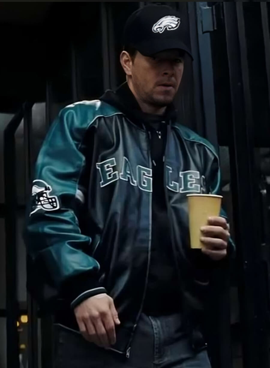 Harpoon Mark Wahlberg and Inspired Blue and Black Leather Jacket