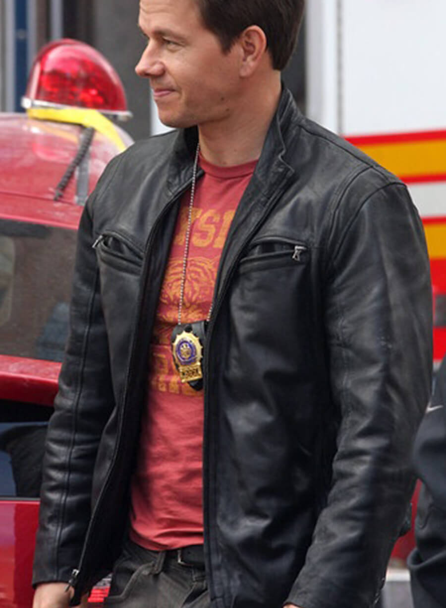 Harpoon Mark Wahlberg Inspired Black Real Leather Leather Jacket - The Other Guys Tv Series Style