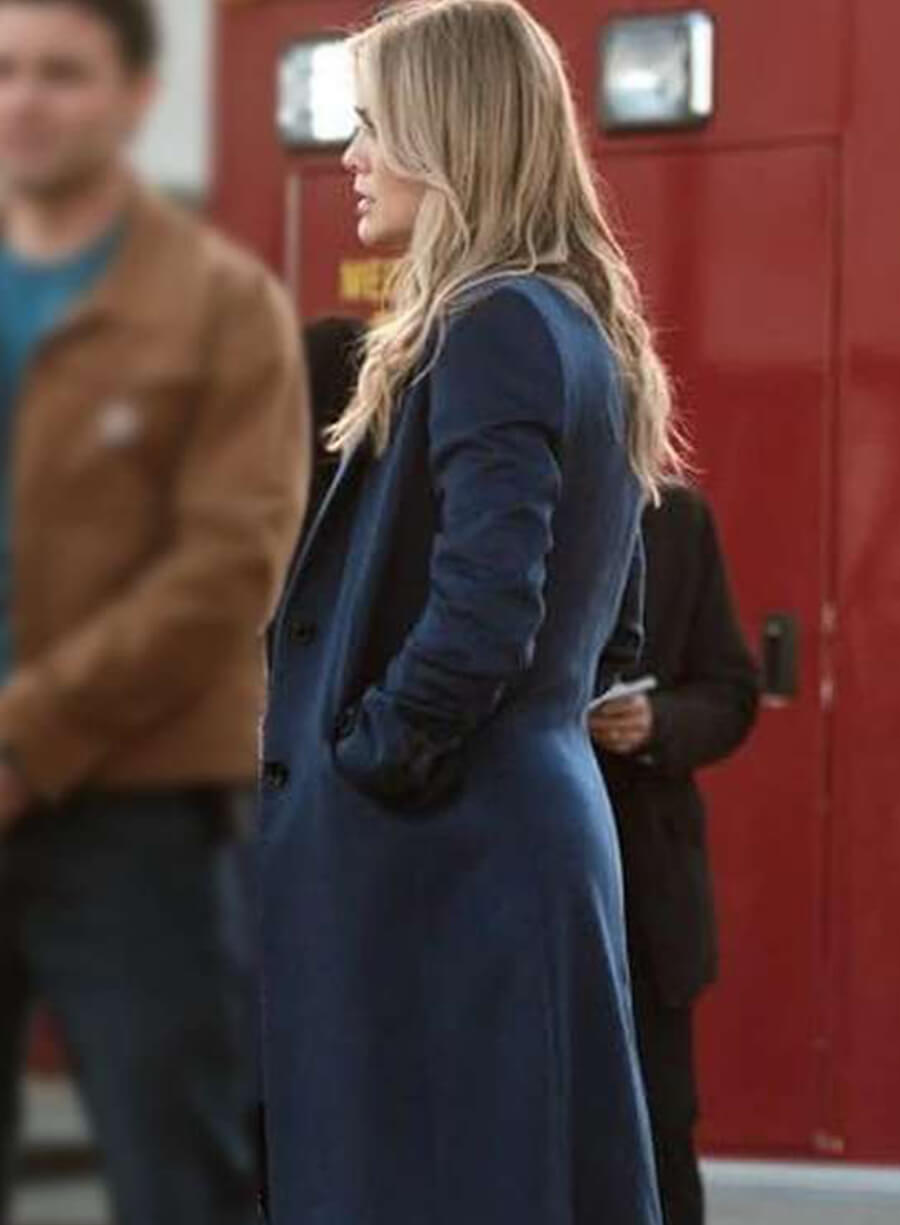 Harpoon Rebecca Bex Inspired Blue Suiting Fabric Coat - The Hunting Party Tv Series Style