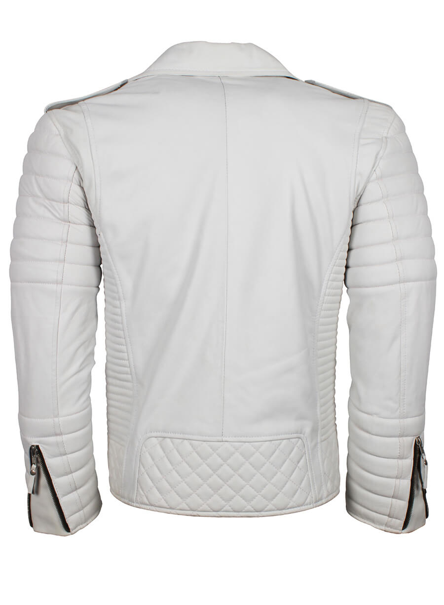 Harpoon Men Boda Inspired White Biker Jacket