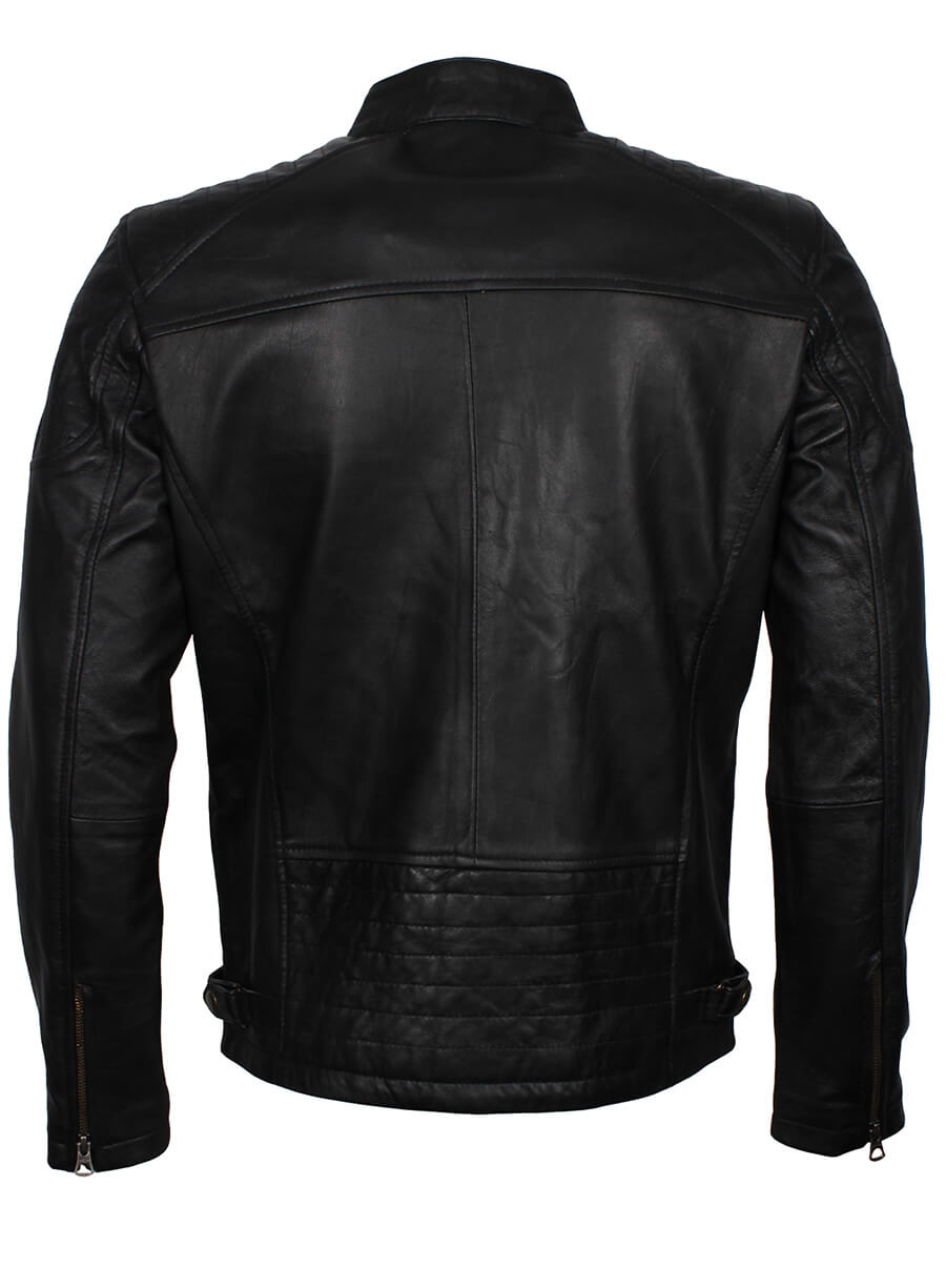 Harpoon Men's Quilted Inspired Black Genuine Leather Leather Jacket