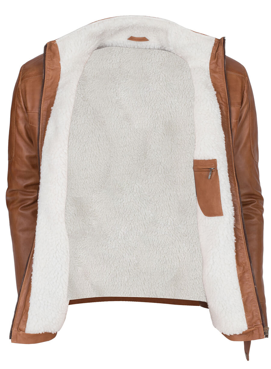 Harpoon Men's Fur Lined Winter Inspired Brown Leather Jacket