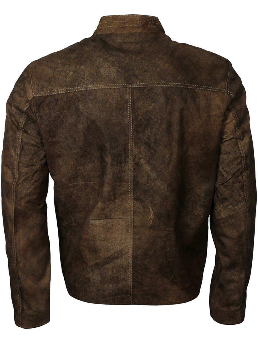 Harpoon Men's Distressed Inspired Brown Leather Jacket