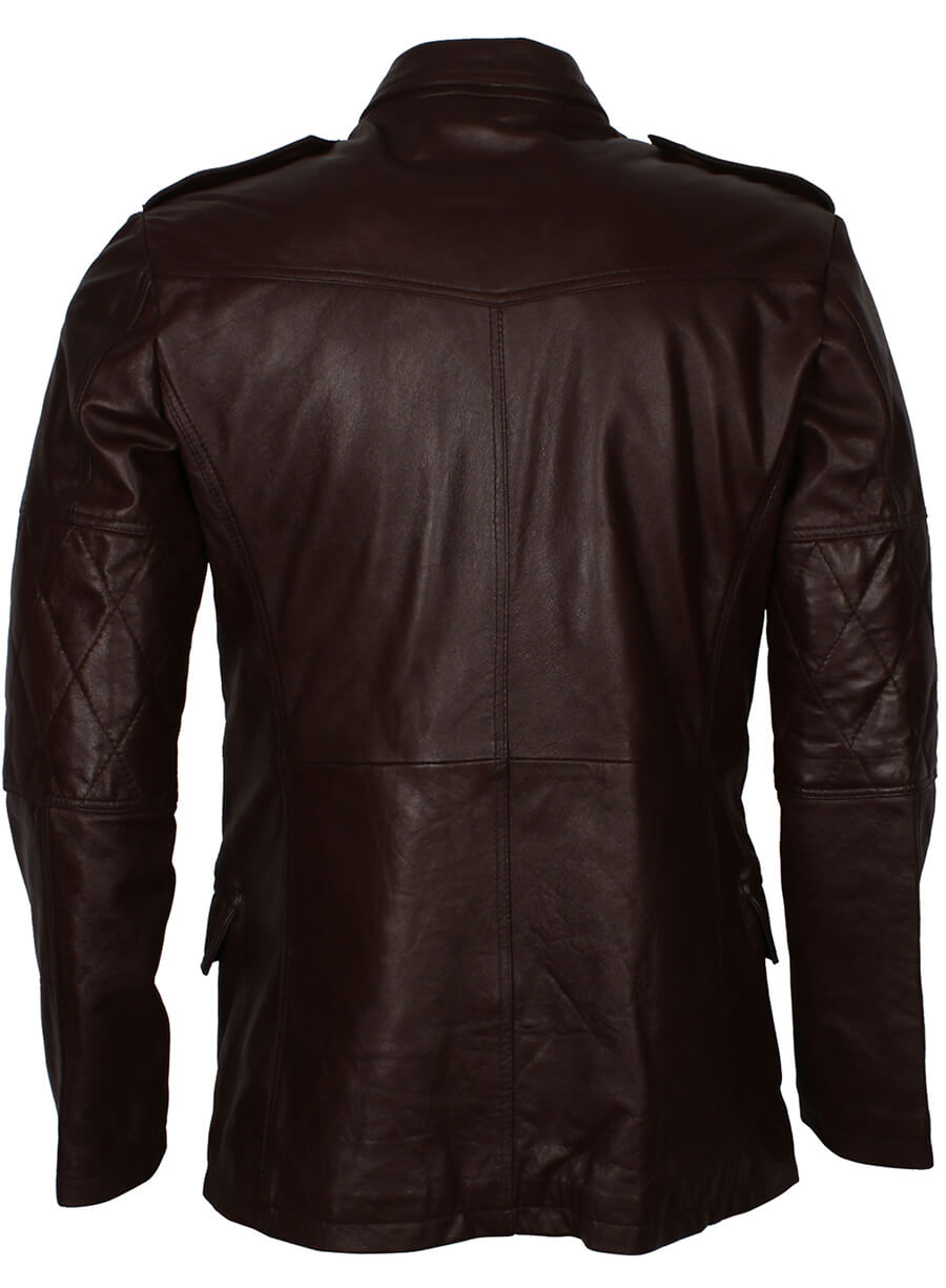 Harpoon Men's Military Style Dark Inspired Dark Brown Coat