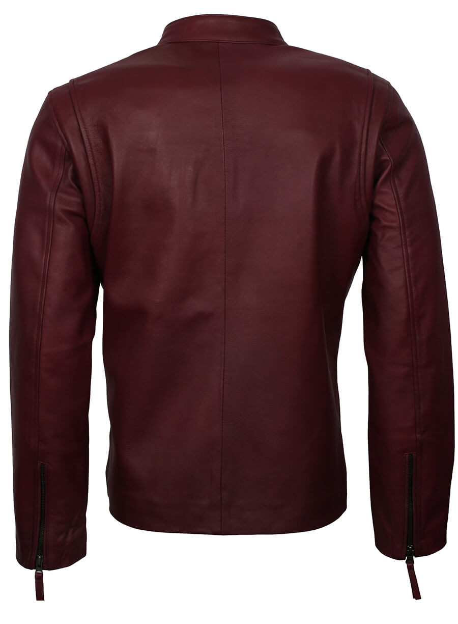 Harpoon Men's Vintage Maroon Inspired Maroon Genuine Leather Biker Jacket