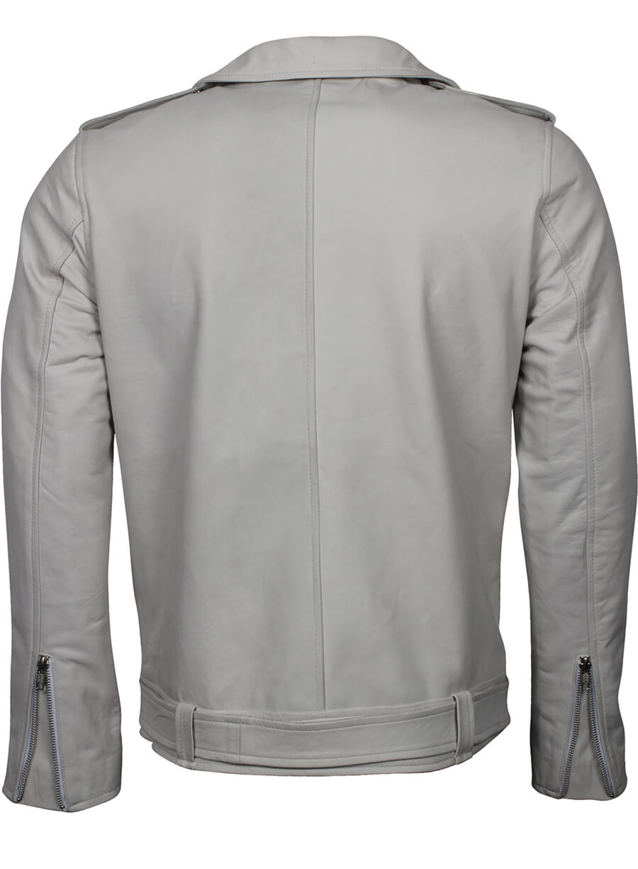 Harpoon Men's Brando Inspired White Biker Jacket