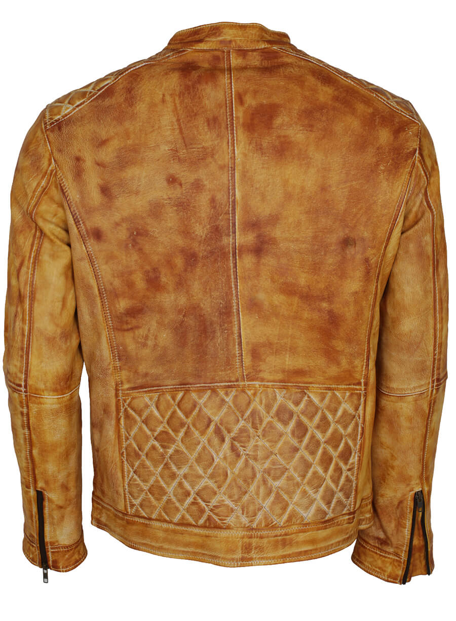 Harpoon Men's Yellow Waxed Inspired Yellow Leather Jacket