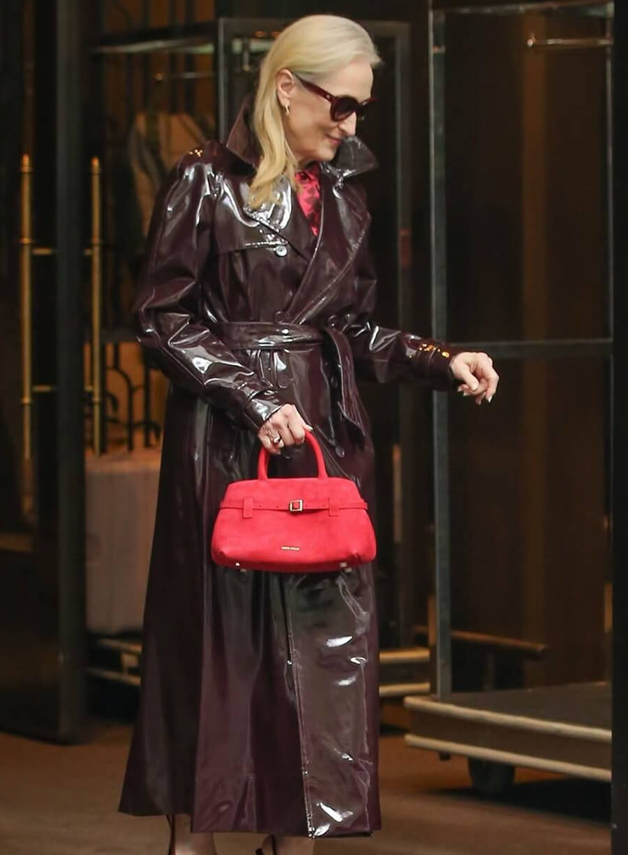 Harpoon Miranda Priestly Inspired Burgundy Real Leather Coat - The Devil Wears Prada 2 Style