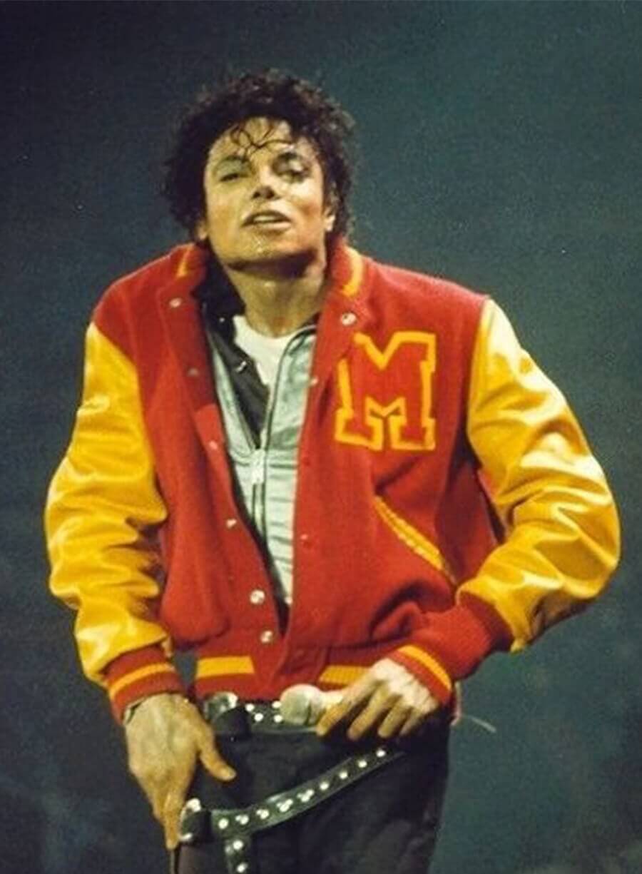 Harpoon Michael Jackson and Yellow Inspired Red & Yellow Wool & Leather Varsity Jacket
