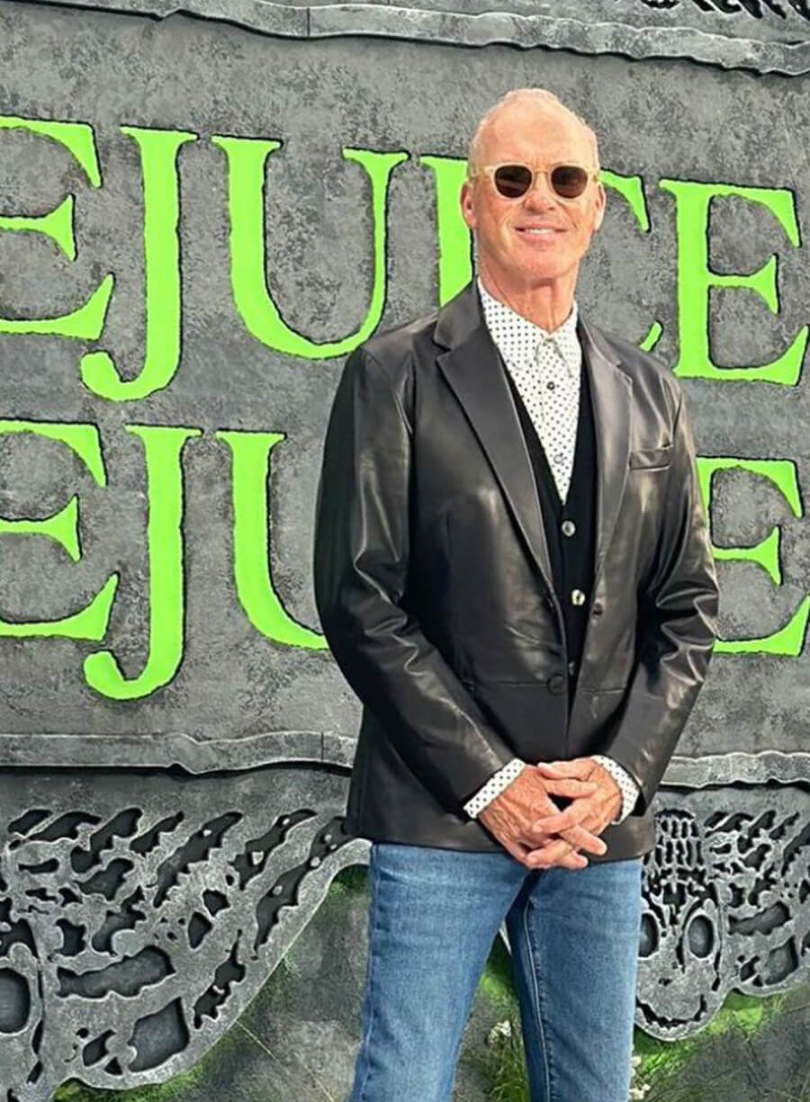 Harpoon Michael Keaton Inspired Black Real Leather Leather Jacket - Beetlejuice Beetlejuice Premiere Style