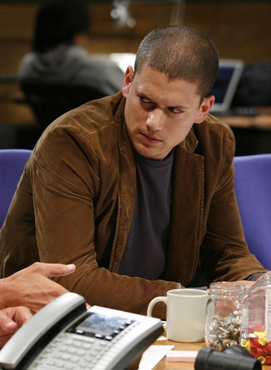 Harpoon Michael Scofield Inspired Brown Corduroy Fabric Leather Jacket - Prison Break Style